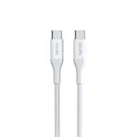 Opletený kábel PD 2 m z USB-C na USB-C - biely