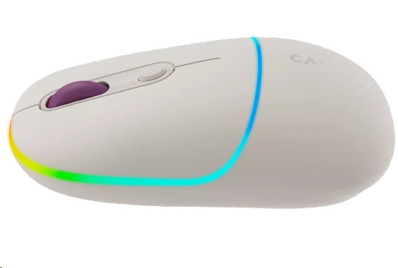Optická bezdrôtová myš CANYON MW-22, RGB, 800/1200/1600 dpi, 4 tl, BT+2,4 GHz, batéria 650 mAh, ryža