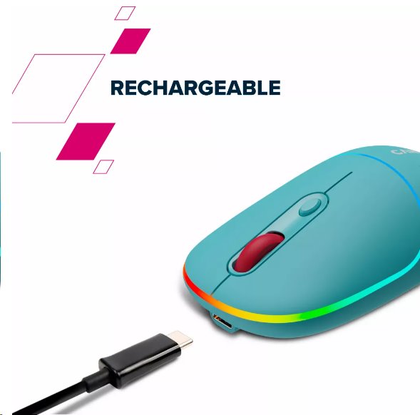 Optická bezdrôtová myš CANYON MW-22, RGB, 800/1200/1600 dpi, 4 tl, BT+2,4 GHz, batéria 650 mAh, ryža