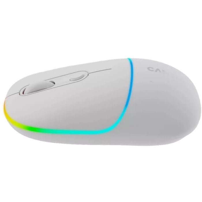 Optická bezdrôtová myš CANYON MW-22, RGB, 800/1200/1600 dpi, 4 tl, BT+2,4 GHz, batéria 650 mAh, snehovo biela