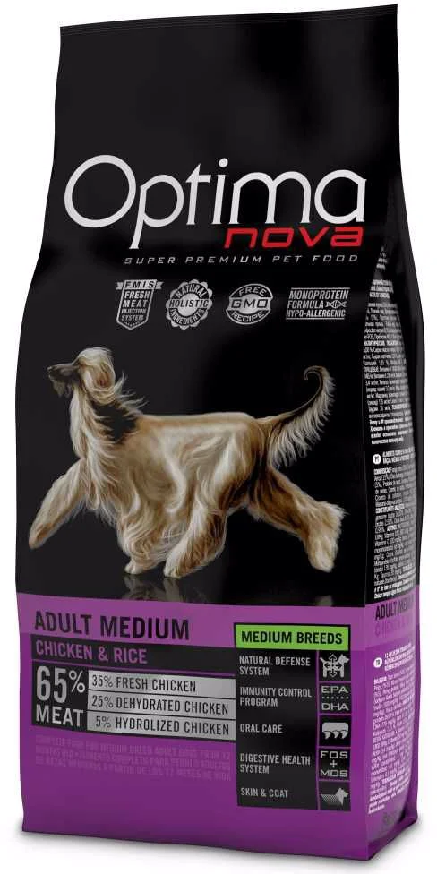 OPTIMAnova Dog Adult Medium Chicken & Rice 12kg granule pro psy