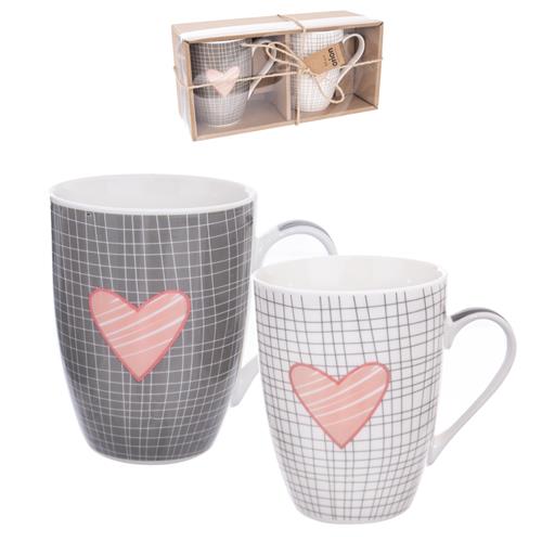 Orion 2dílná sada porcelánových hrnků Pink SRDCE, 350 ml 