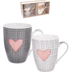 Orion 2dílná sada porcelánových hrnků Pink SRDCE, 350 ml 