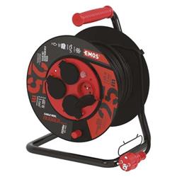 Outdoor extension cable on drum 25m / 4 pcs. / black / rubber-neoprene / 230V / 2,5mm2