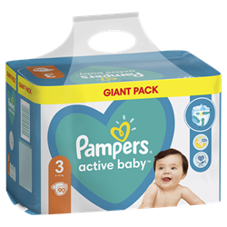 Pampers Active Baby Plenky Velikost 3, 6kg-10kg, 90ks