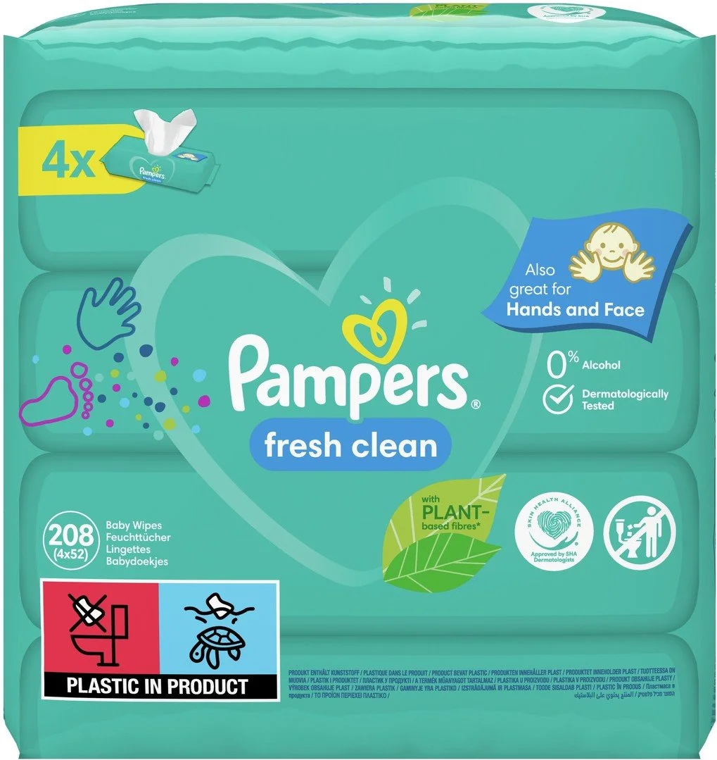 Pampers Fresh Clean detské čistiace obrúsky 208ks