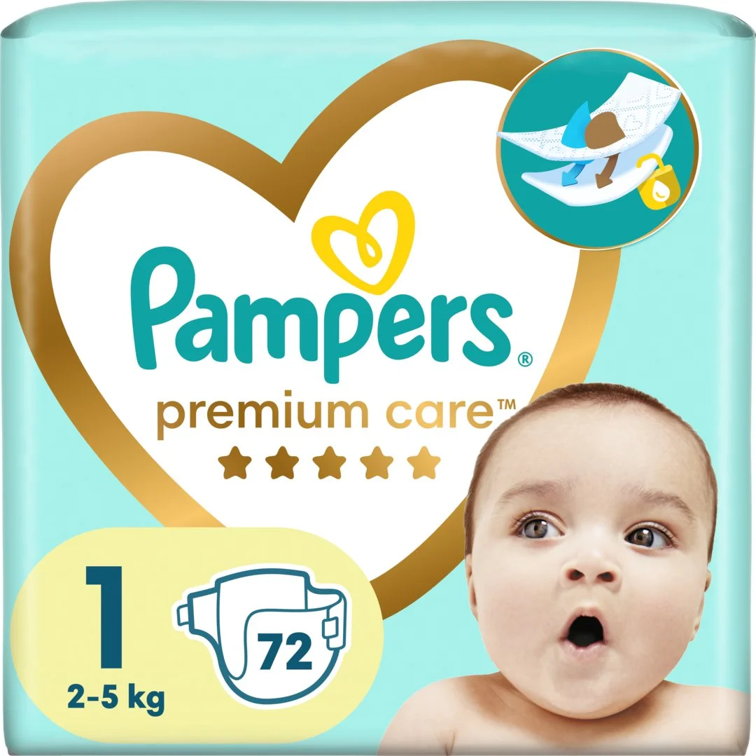 Pampers Premium Care Plenky Velikost 1, 2-5kg, 72ks