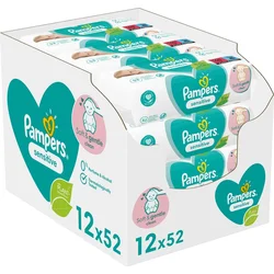 Pampers Sensitive Dětské Čisticí Ubrousky 12x52ks