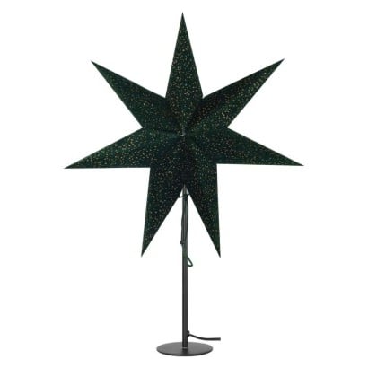Papierová poinsettia so stojanom, zelená, 45 cm, interiérová
