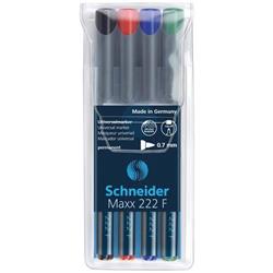 Permanentný popisovač SCHNEIDER "Maxx 222 F", 4 farby, 0,7 mm, OHP
