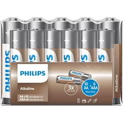 PHILIPS LR036A16F/10 AAA/ AA Alkalická baterie (10+6ks)