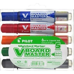 PILOT Popisovače "V-Board Master" na bílou tabuli – sada, 5 barev, kuželový hrot, 2,3 mm