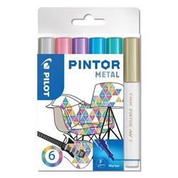 PILOT Sada dekoratívnych fixiek "Pintor F", metalické, 6 farieb, 1 mm