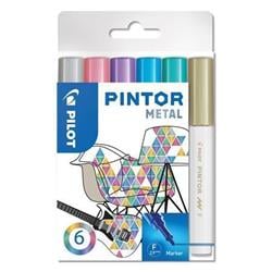 PILOT Set dekorativních popisovačů "Pintor F", metalická, 6 barev, 1 mm