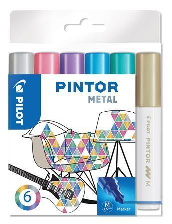 PILOT Set dekorativních popisovačů "Pintor M", metalická, 6 barev, 1,4 mm