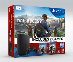 PlayStation 4 Slim 1TB, černá + hry Watchdogs a Watchdogs 2