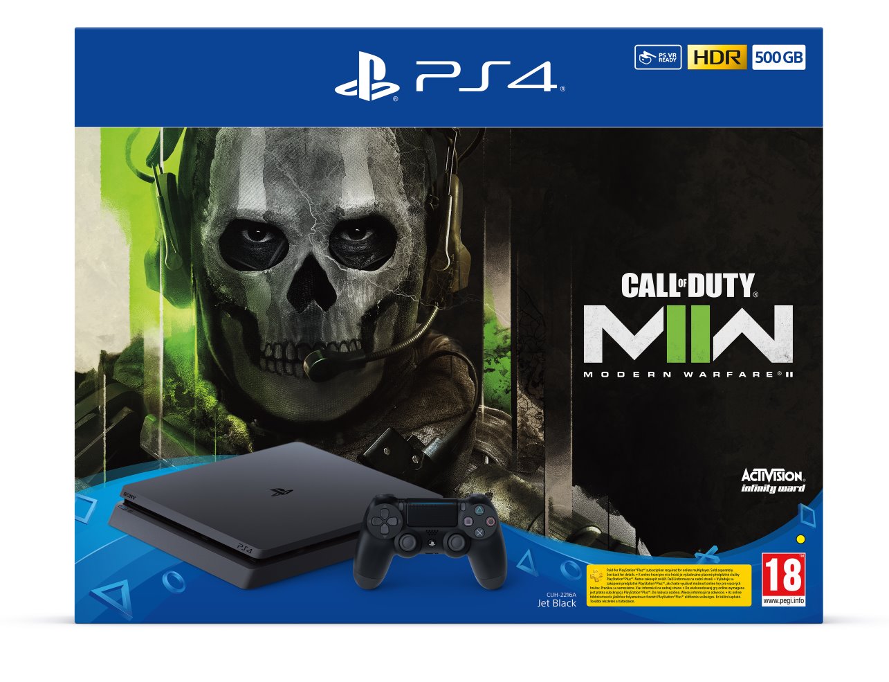 PlayStation 4 Slim 500GB, černá + hra CoD: Modern Warfare 2
