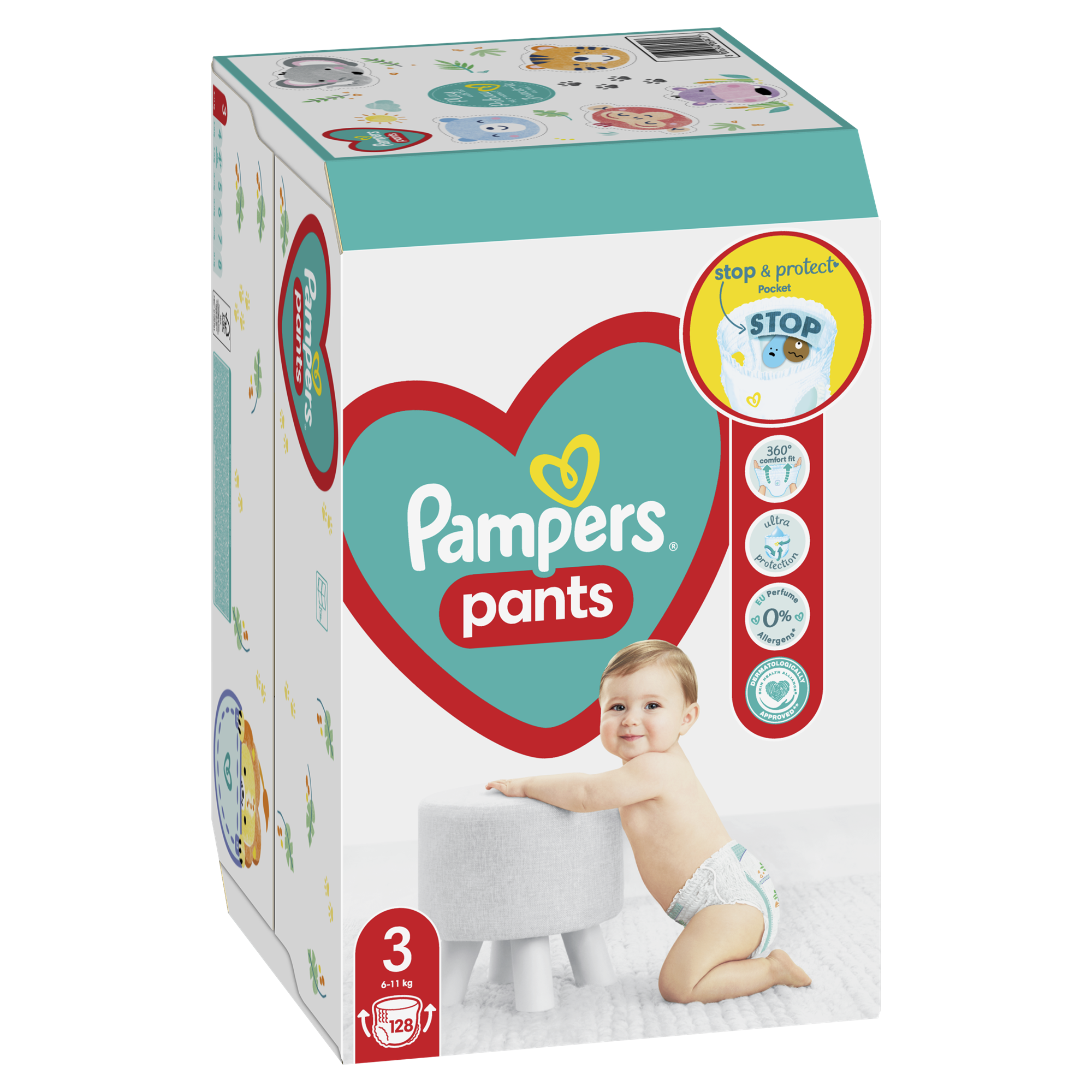 Plienky Pampers Pants Veľkosť 3, 128 ks, 6kg-11kg