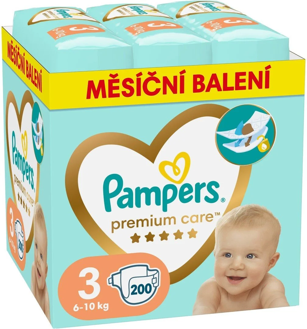 Plienky Pampers Premium Care veľkosť 3, 6-10 kg, 200 ks