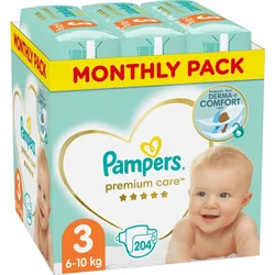 Plienky Pampers Premium Care veľkosť 3, 6kg-10kg, 204ks