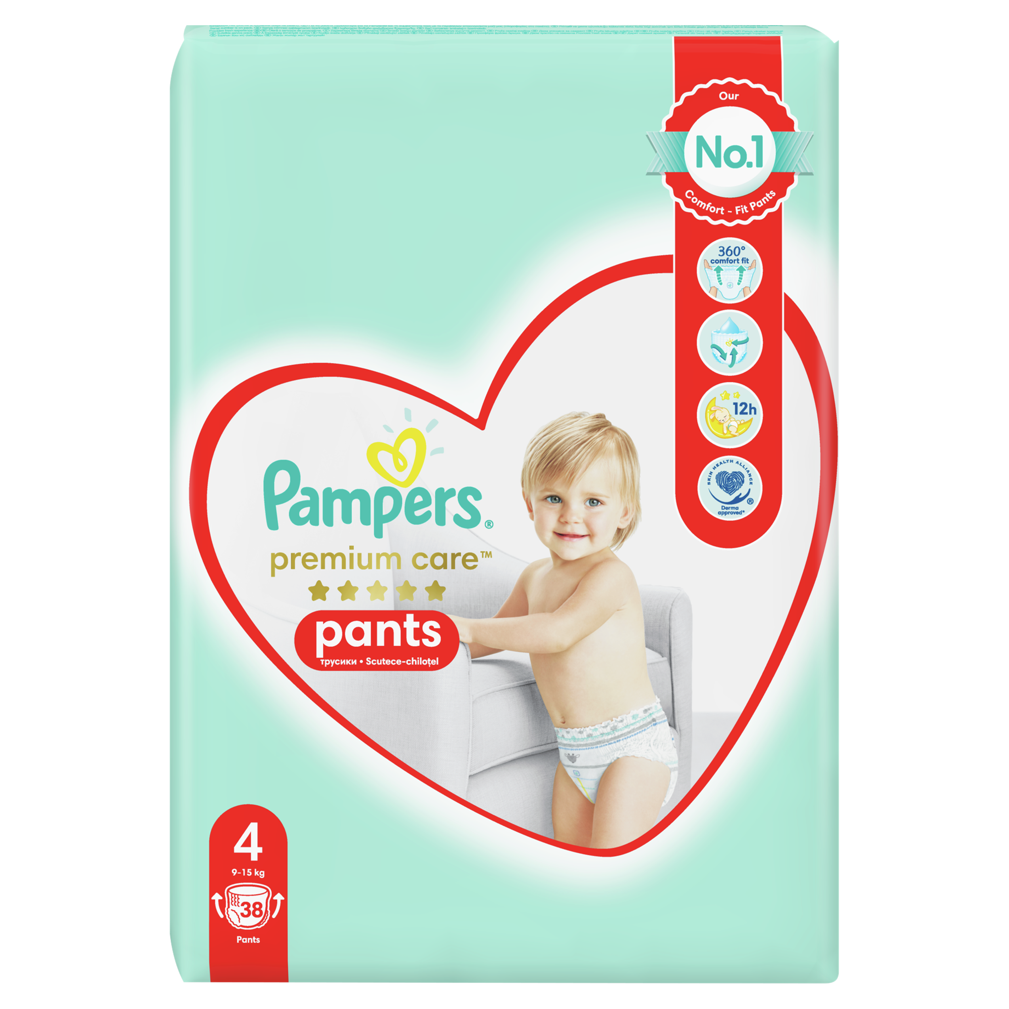 Plienky Pampers Premium Care veľkosť 4, 38 kusov, 9 kg-15 kg