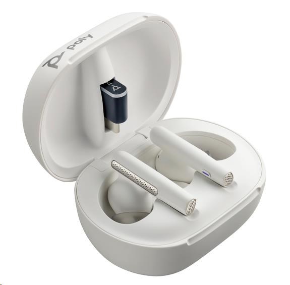 Poly bluetooth headset Voyager Free 60+, BT700 USB-C adaptér, dotykové nabíjecí pouzdro, bílá
