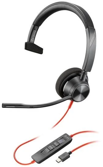 Poly náhlavní souprava Blackwire 3310 MS, USB-C/A adaptér, mono