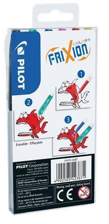 Popisovače PILOT "Frixion Colors", sada, 6 farieb, 0,39-0,7 mm, zmazateľné