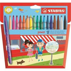 Popisovače STABILO "Power", 18 rôznych farieb, 2 mm