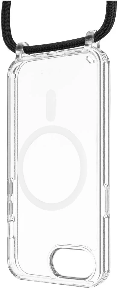 Pouzdro FIXED MagPure Neck s černou šňůrkou na krk pro Apple iPhone 16e