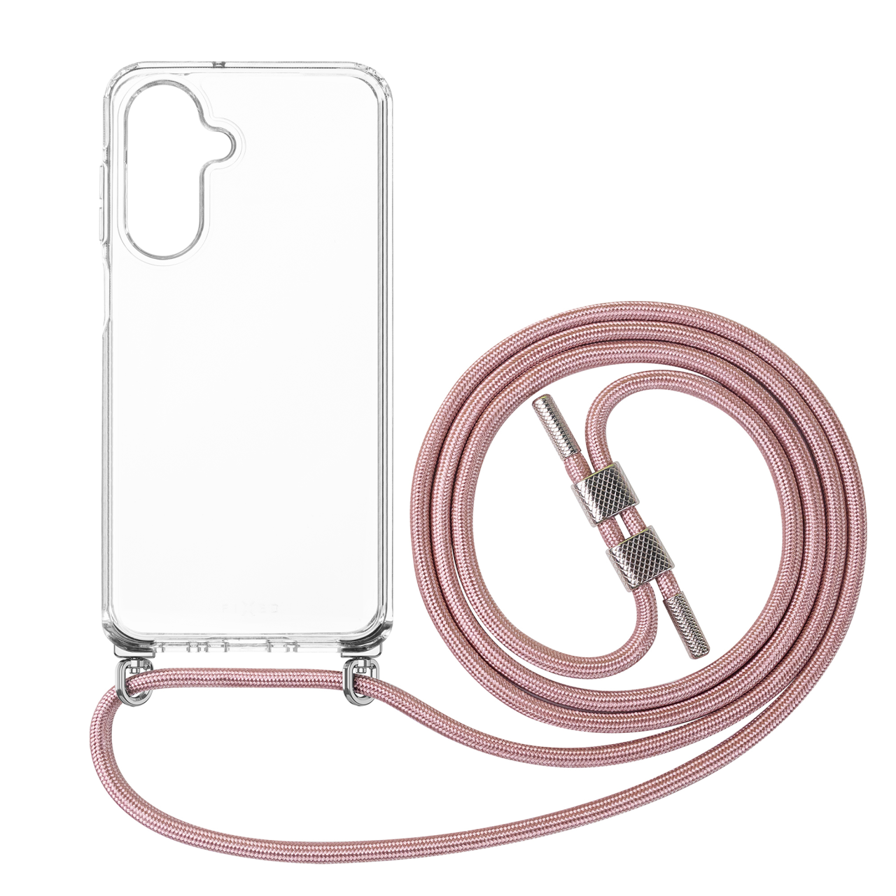 Pouzdro FIXED Pure Neck s růžovou šňůrkou na krk pro Samsung Galaxy A26 5G