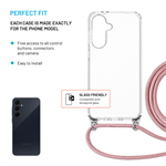 Pouzdro FIXED Pure Neck s růžovou šňůrkou pro Samsung Galaxy A36 5G/A56 5G