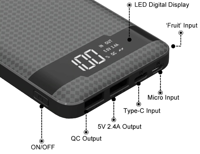 Power banka Viking PN-961, QC3.0, 10000 mAh, čierna