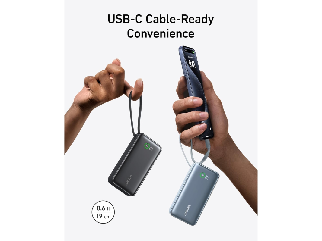 Powerbank Anker 545 10000mAh, 30W s káblom USB-C čierna