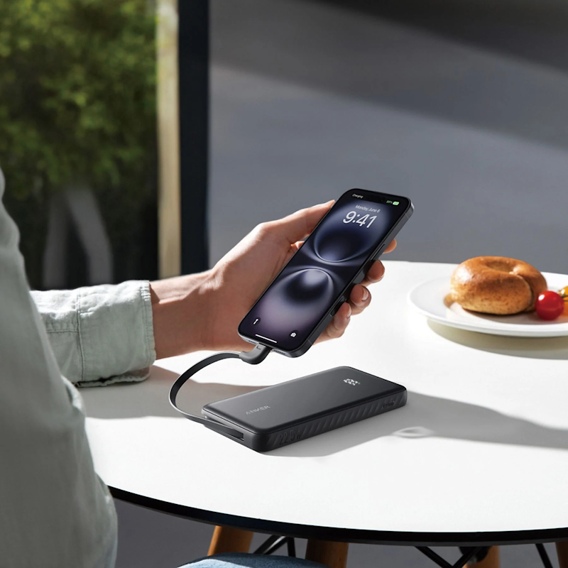 Powerbank Anker Zolo 10000mAh, 22,5 W s káblom USB-C čierna