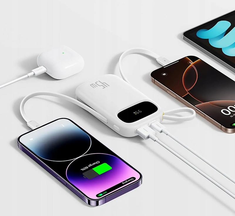 Powerbank Baseus EnerFill FC31 Qpow 3 20000mAh, 45W, s káblom USB-C a Lightning, biela