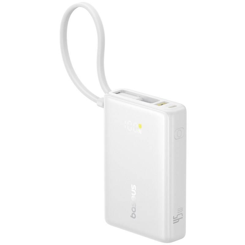 Powerbank Baseus PicoGo 10000mAh, 45W, s káblom USB-C, biela