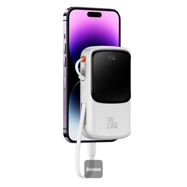 Powerbank Baseus Qpow Pro 10000mAh, 20W, s káblom Lightning, biela