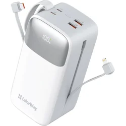 Powerbank ColorWay 50 000 mAh, 1x USB QC3.0/ USB-C/ Lightning/ 22,5 W/ biela