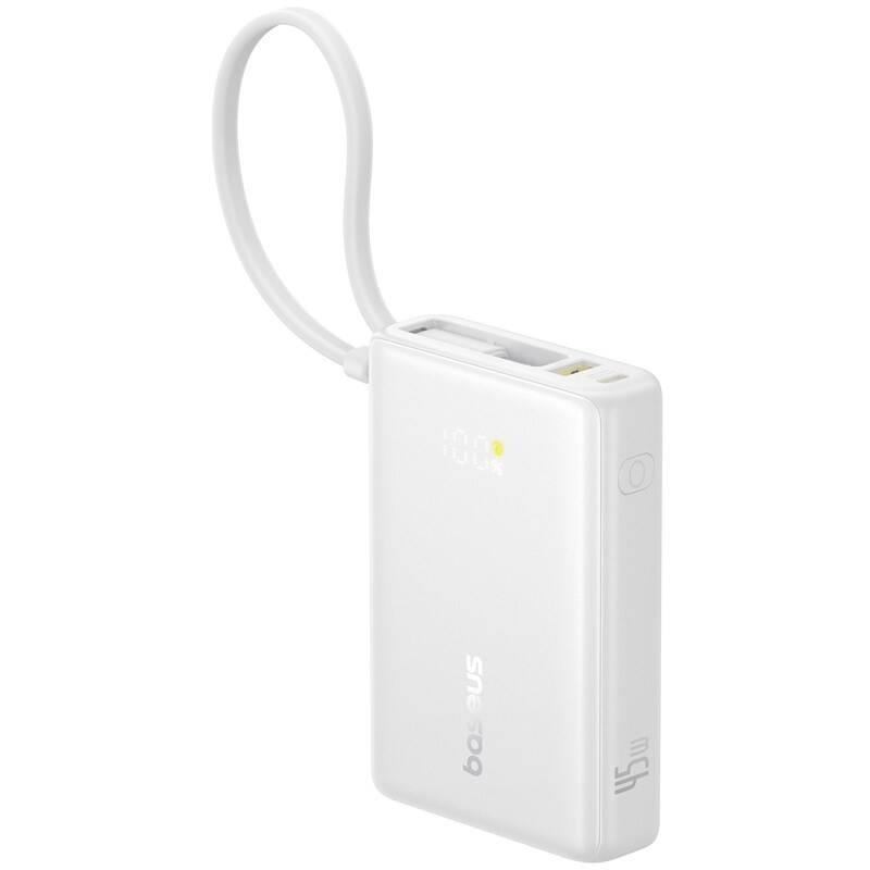 Powerbanka Baseus PicoGo 10000mAh, 45W, s kabelem USB-C bílá