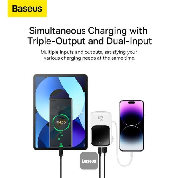 Powerbanka Baseus Qpow Pro 10000mAh, 20W, s kabelem Lightning bílá