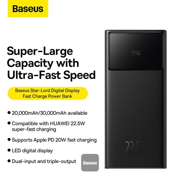 Powerbanka Baseus Star-Lord 30000mAh, 22,5W černá
