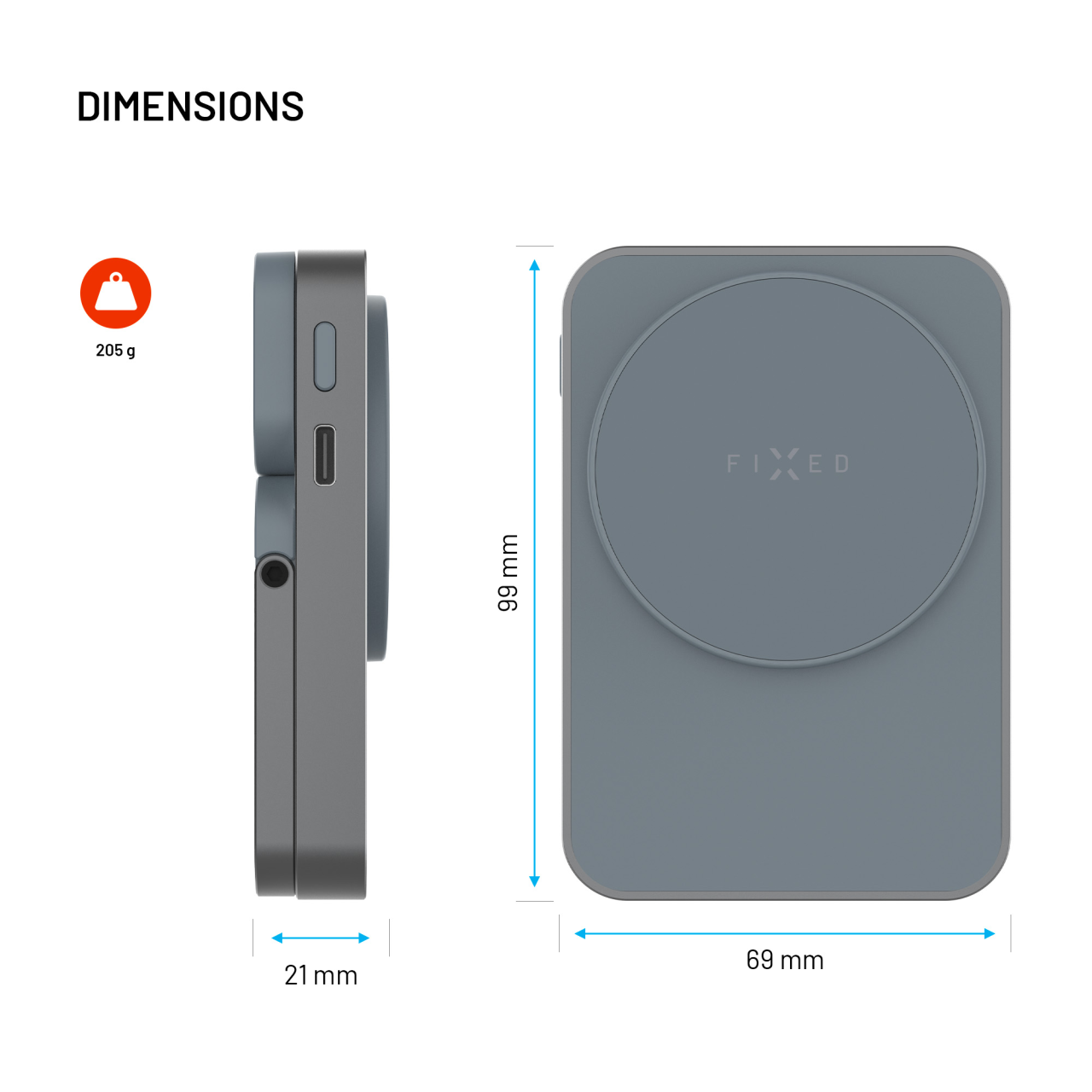 Powerbanka so stojanom FIXED MagZen 5 Stand s MagSafe, 5000 mAh, sivá