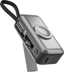 Powerbanka Spello ForcePack Mini 2 v 1 s kapacitou 5000 mAh | s funkciou nabíjania hodiniek, sklopným konektorom USB-C a Lightning SP09 | vesmírne šedá