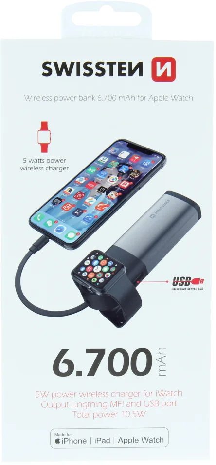 Powerbanka Swissten pre Apple Watch, 6700 mAh