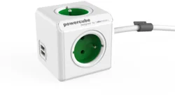 POWERCUBE multifunkčný zásuvkový systém EXTENDED USB GREEN- kocka 4 zásuvky + 2x USB 1,5m kábel 8718444085812