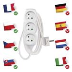 Predlžovací kábel 1,5 m / 3 zásuvky / biely / PVC / 1 mm2