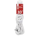 Predlžovací kábel 10 m / 3 zásuvky / biely / PVC / 1,5 mm2