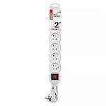 Predlžovací kábel 2 m / 6 zásuviek / s vypínačom / biely / PVC / 1 mm2