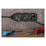 Predlžovací kábel 3 m / 4 zásuvky / čierny / PVC / 1,5 mm2